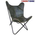 Genuine Leather Butterfly Chair Forest Green G6189