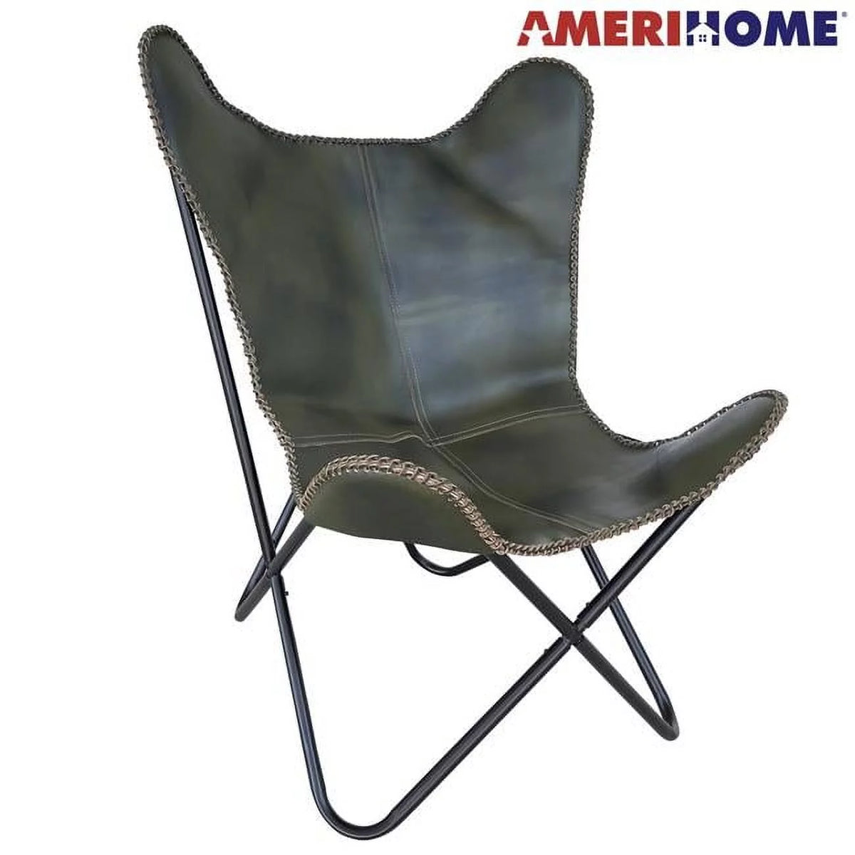 Genuine Leather Butterfly Chair Forest Green G6189