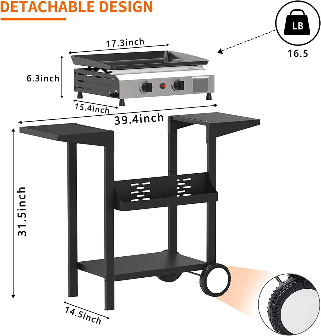 3 Burner Propane Gas Griddle with Side Shelves L5941