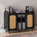 Mid-Century Record Player Stand with Power Outlet C490