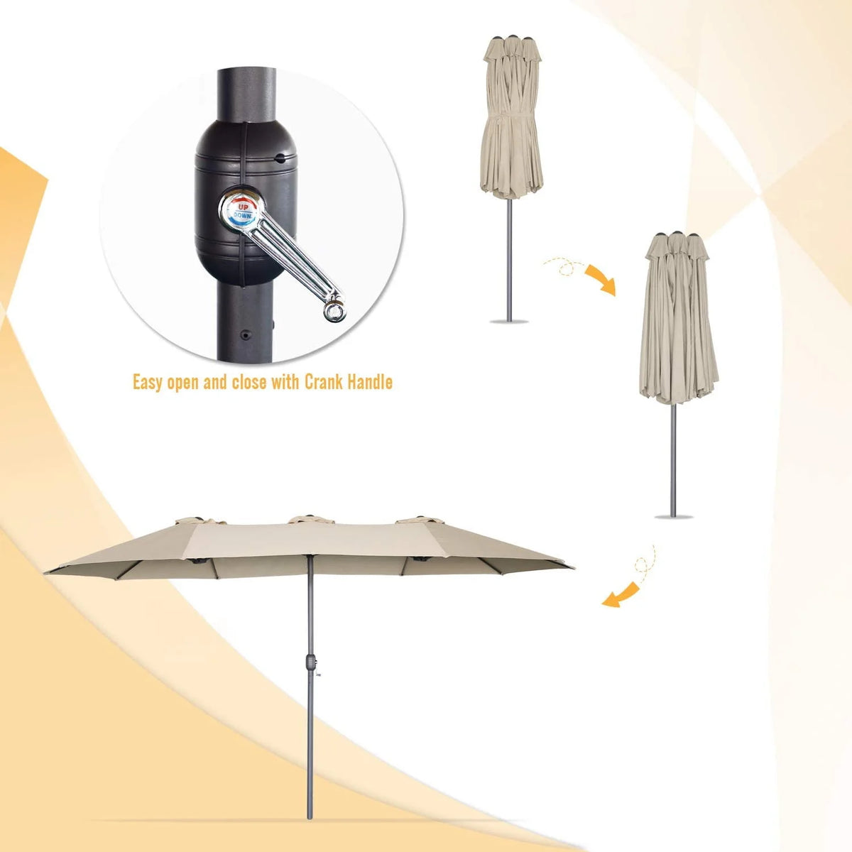 15 Ft Double Sided Patio Umbrella P7577