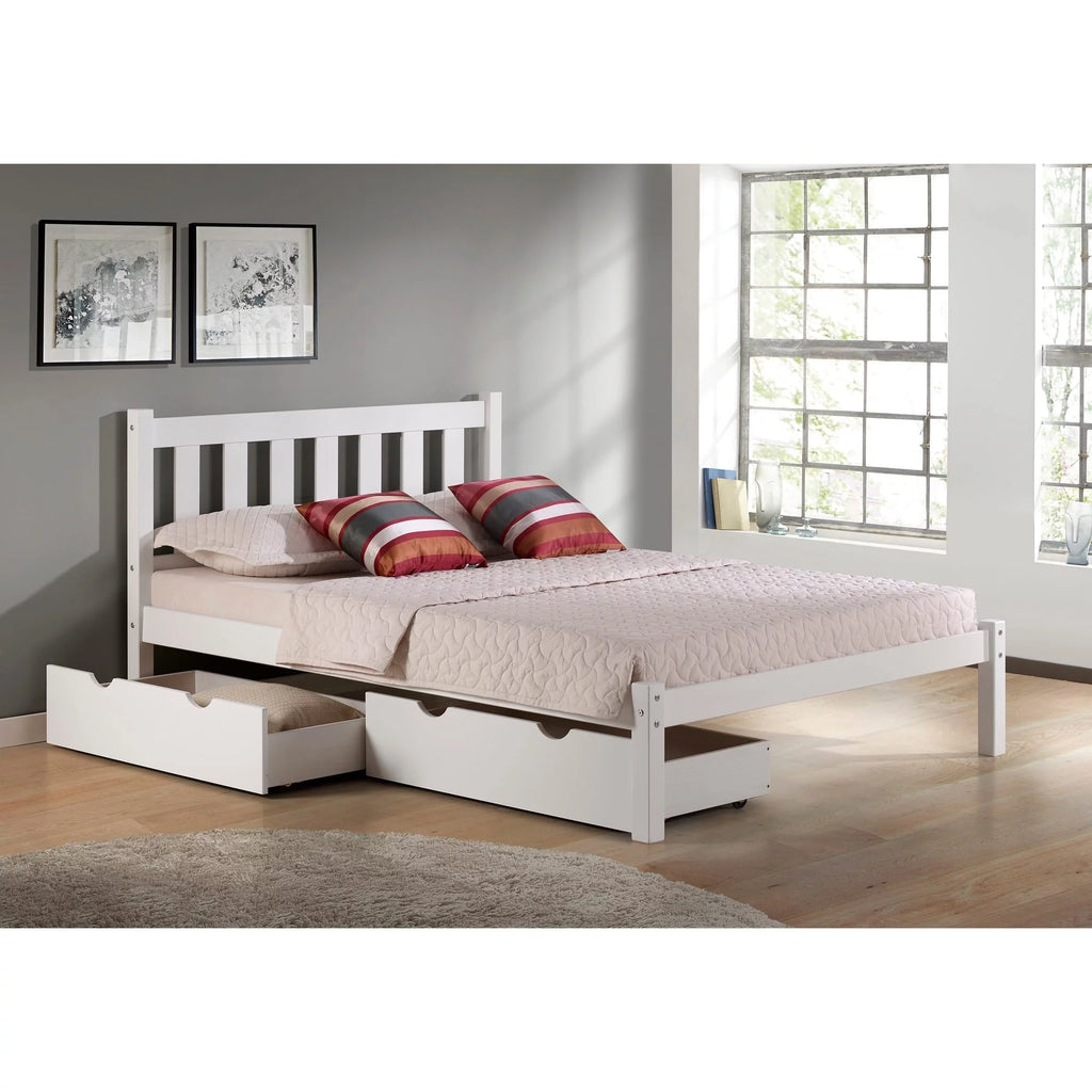 White Full Bed with Storage Drawers G74383
