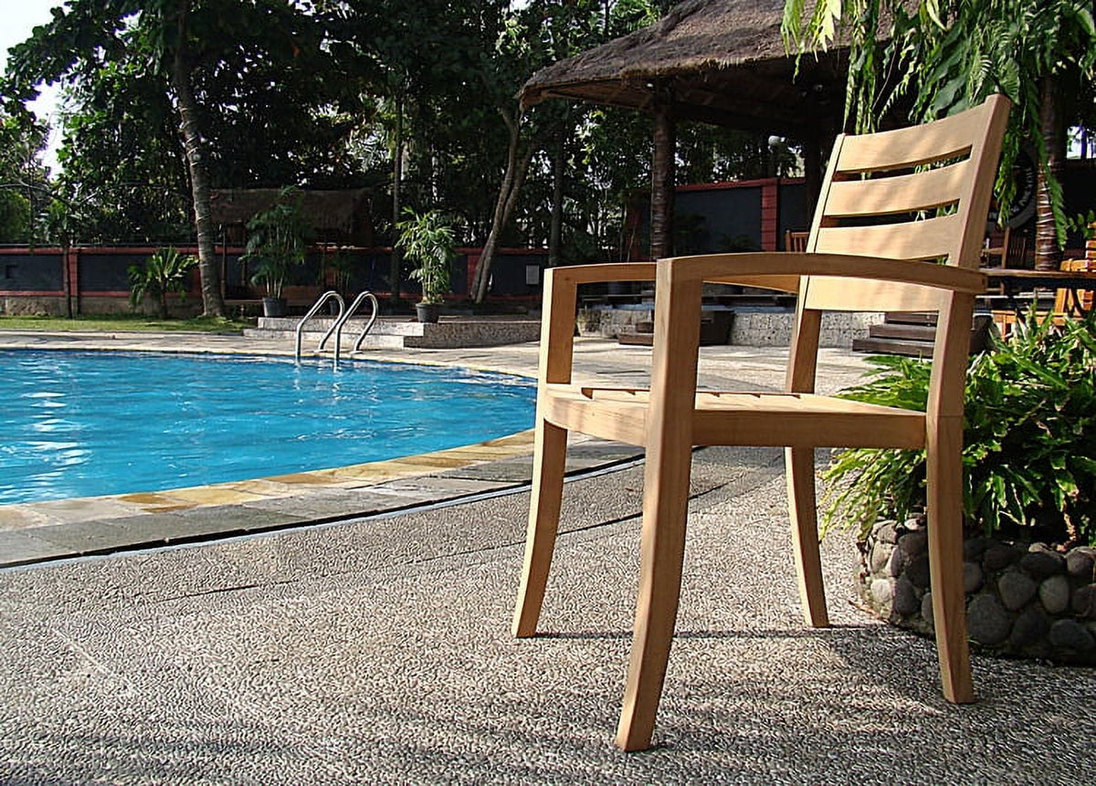 11 Pc Teak Dining Set with 117" Oval Table and 10 Stacking Arm Chairs J270