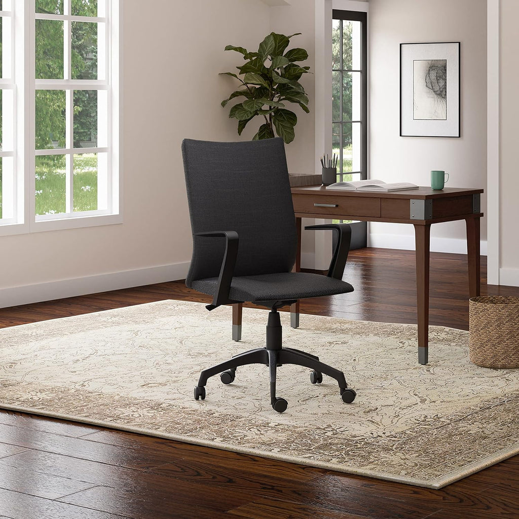 Black Linen Office Chair with Caster Base I63695