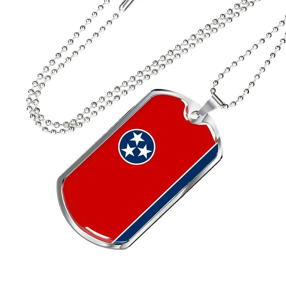 Stainless Steel or 18k Gold Dog Tag Necklace E85340