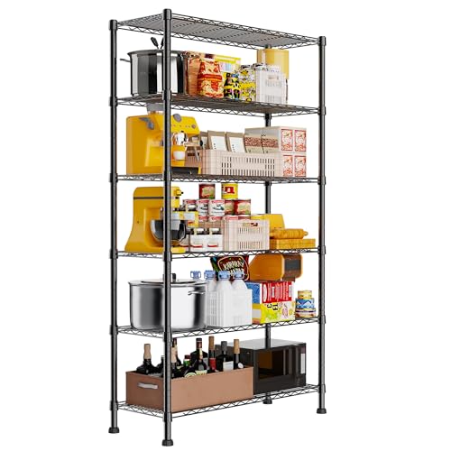 6 Wire Shelving Steel Storage Rack Adjustable Unit Shelves W570277
