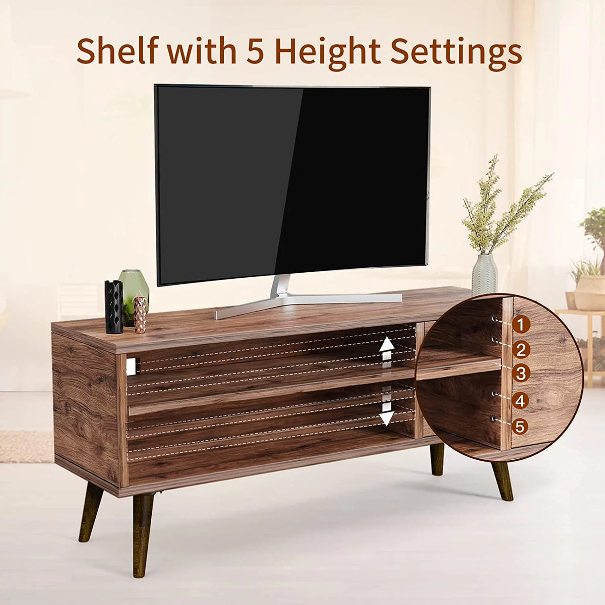 Walnut TV Stand with Storage Cabinet for TVs up to 55 inch M278866
