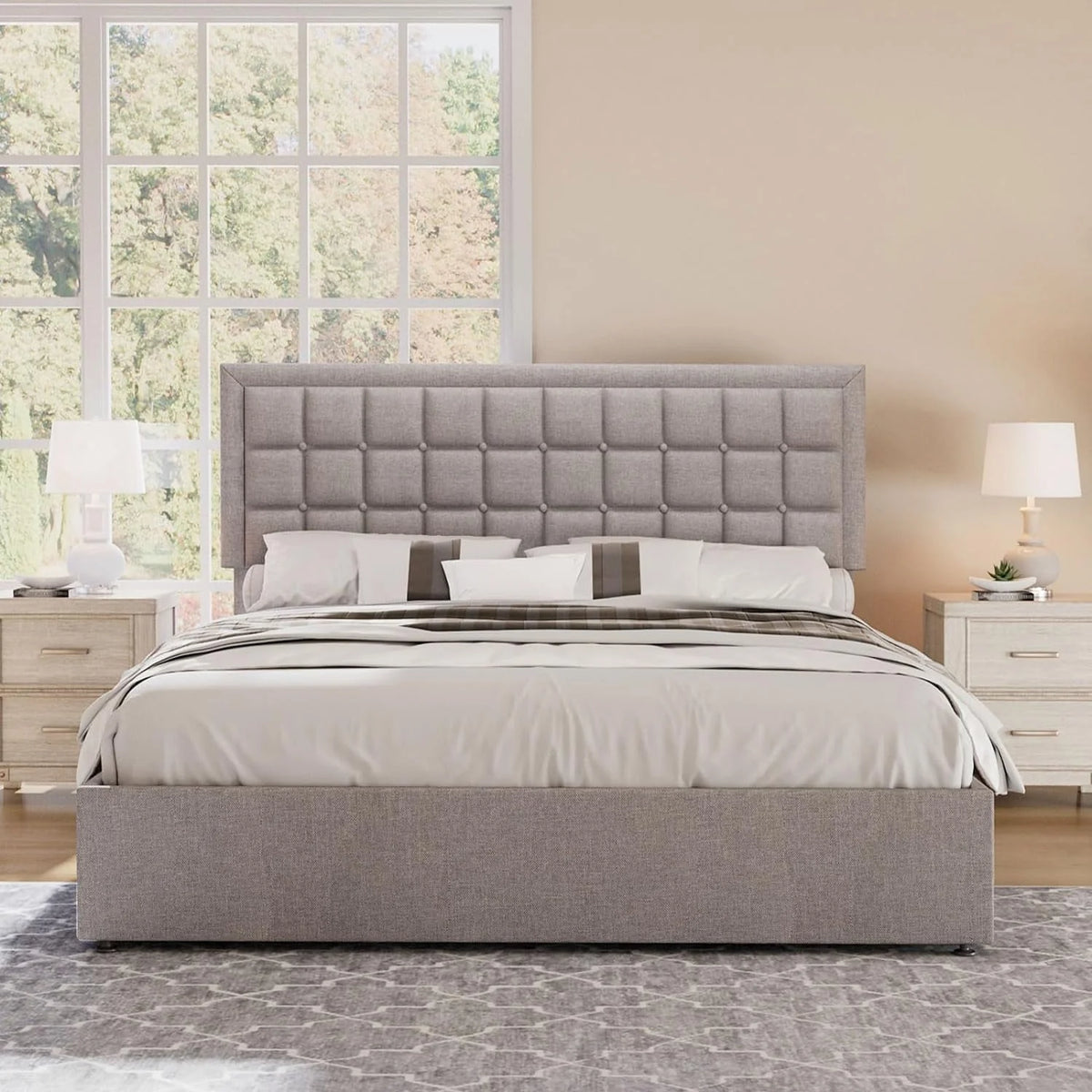 King Size Lift Up Storage Upholstered Platform Bed Frame E600