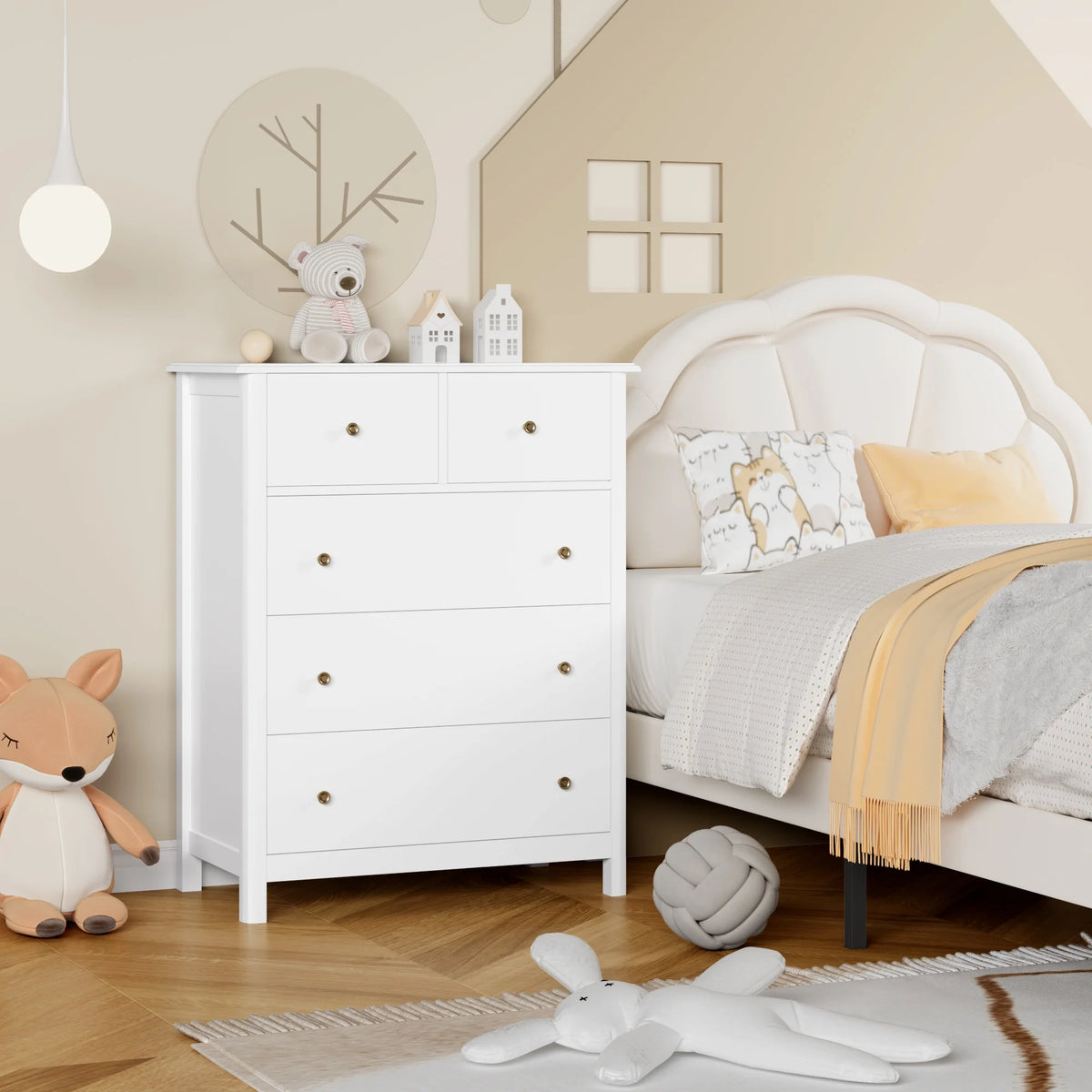 White 5 Drawer Kids Dresser Y384