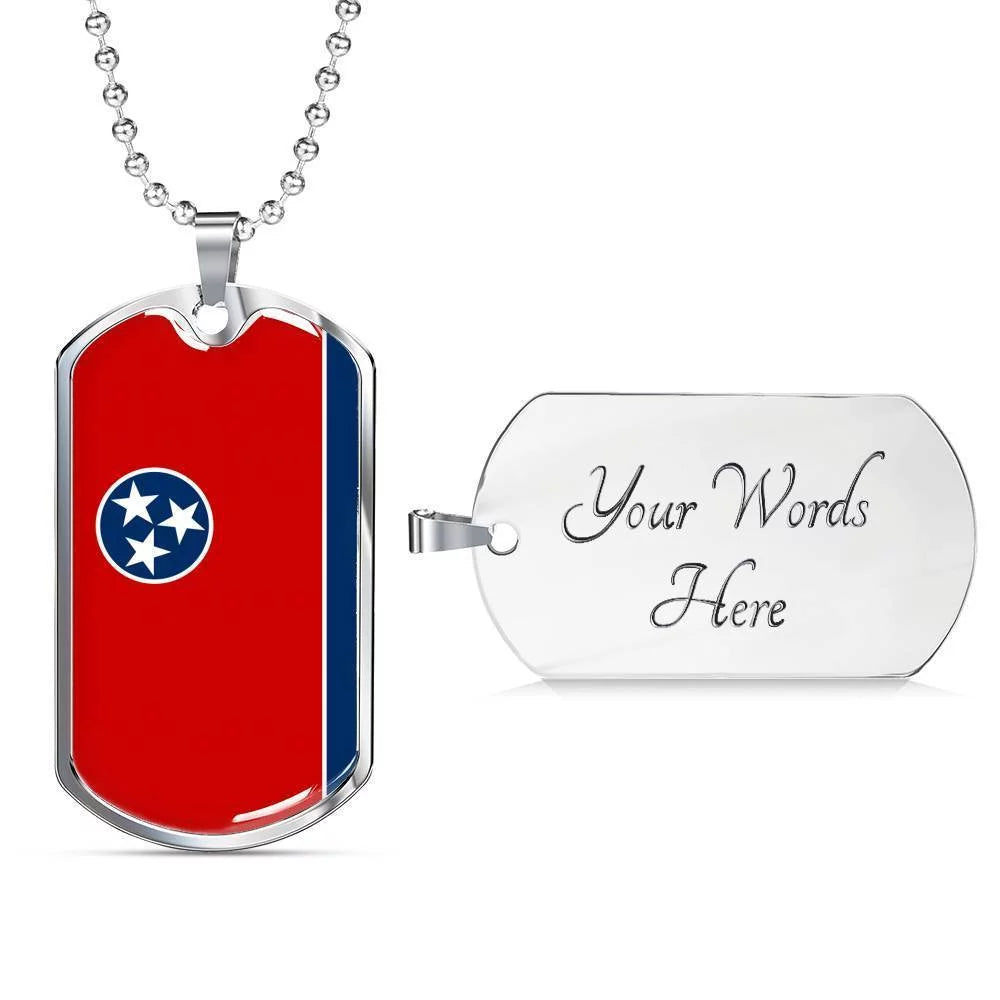 Stainless Steel or 18k Gold Dog Tag Necklace E85340