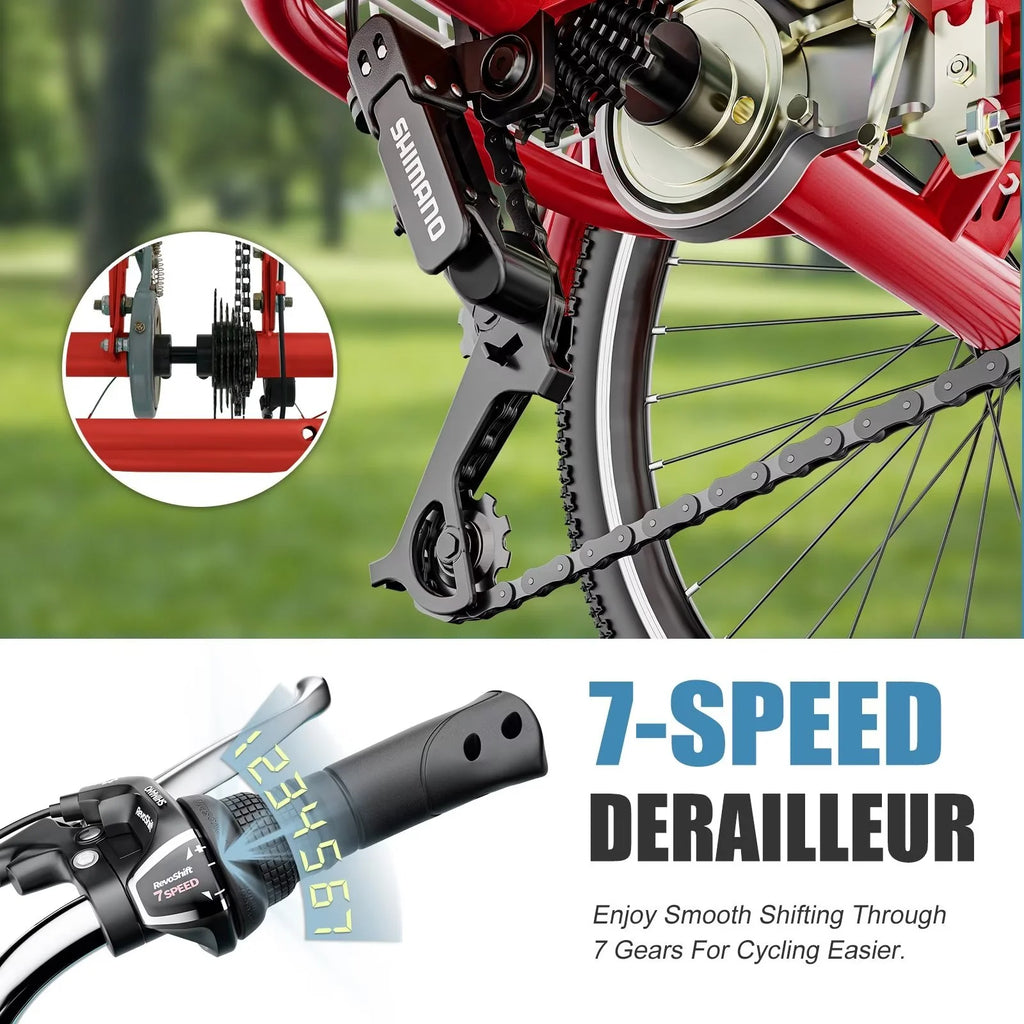 20/24/26 inch 7 Speed 3 Wheel Bicycle with Basket C6221