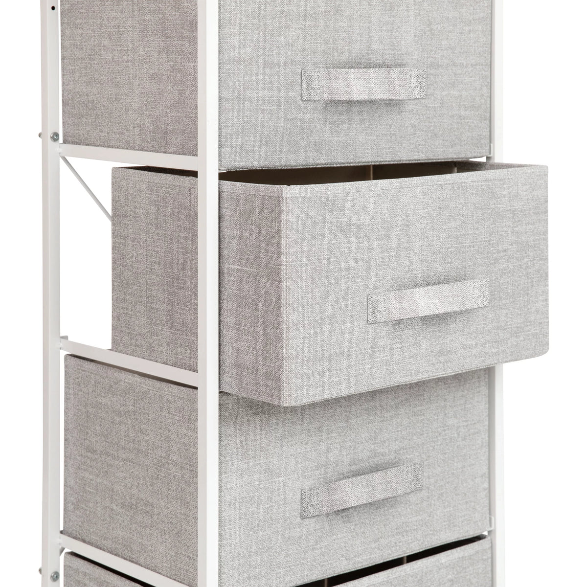 White 4 Drawer Fabric Storage Dresser O460813
