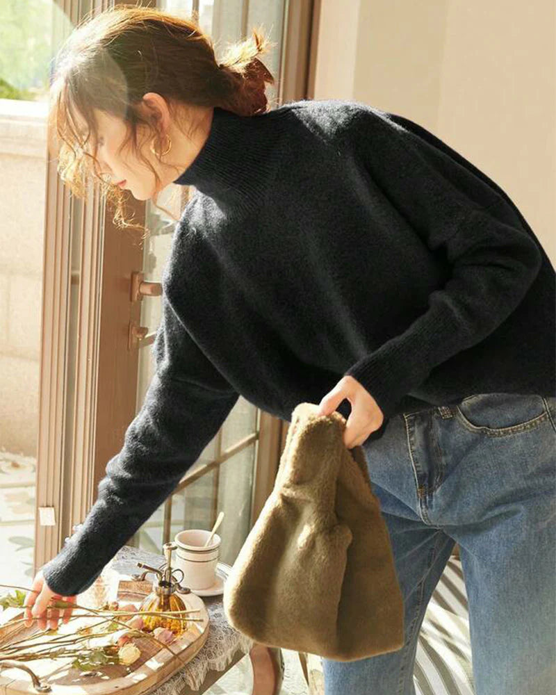 Turtleneck Knit Pullover Sweater Q274601