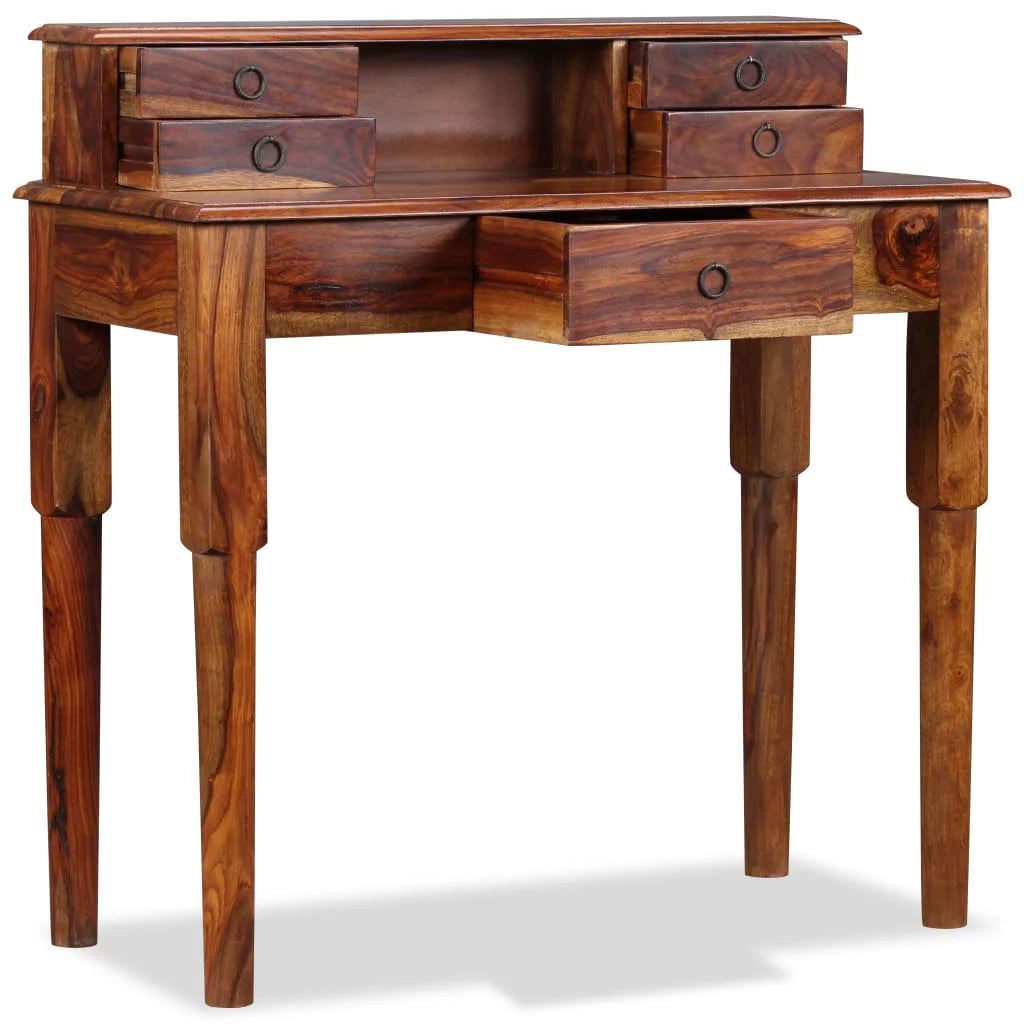 Solid Sheesham Wood Writing Desk with 5 Drawers K8415