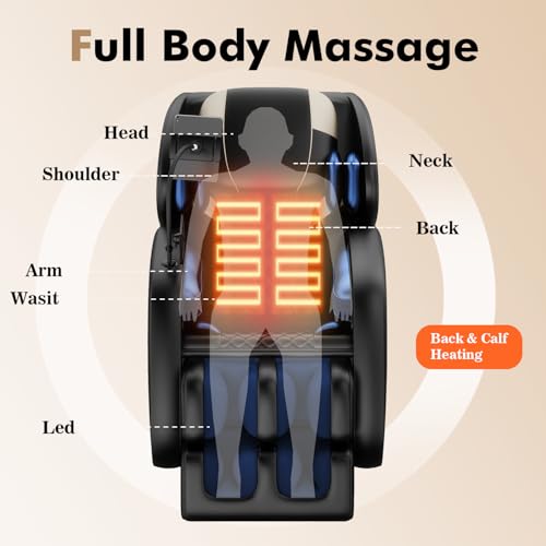 Black Full Body Zero Gravity SL-Track Shiatsu Massage Recliner Chair H739062