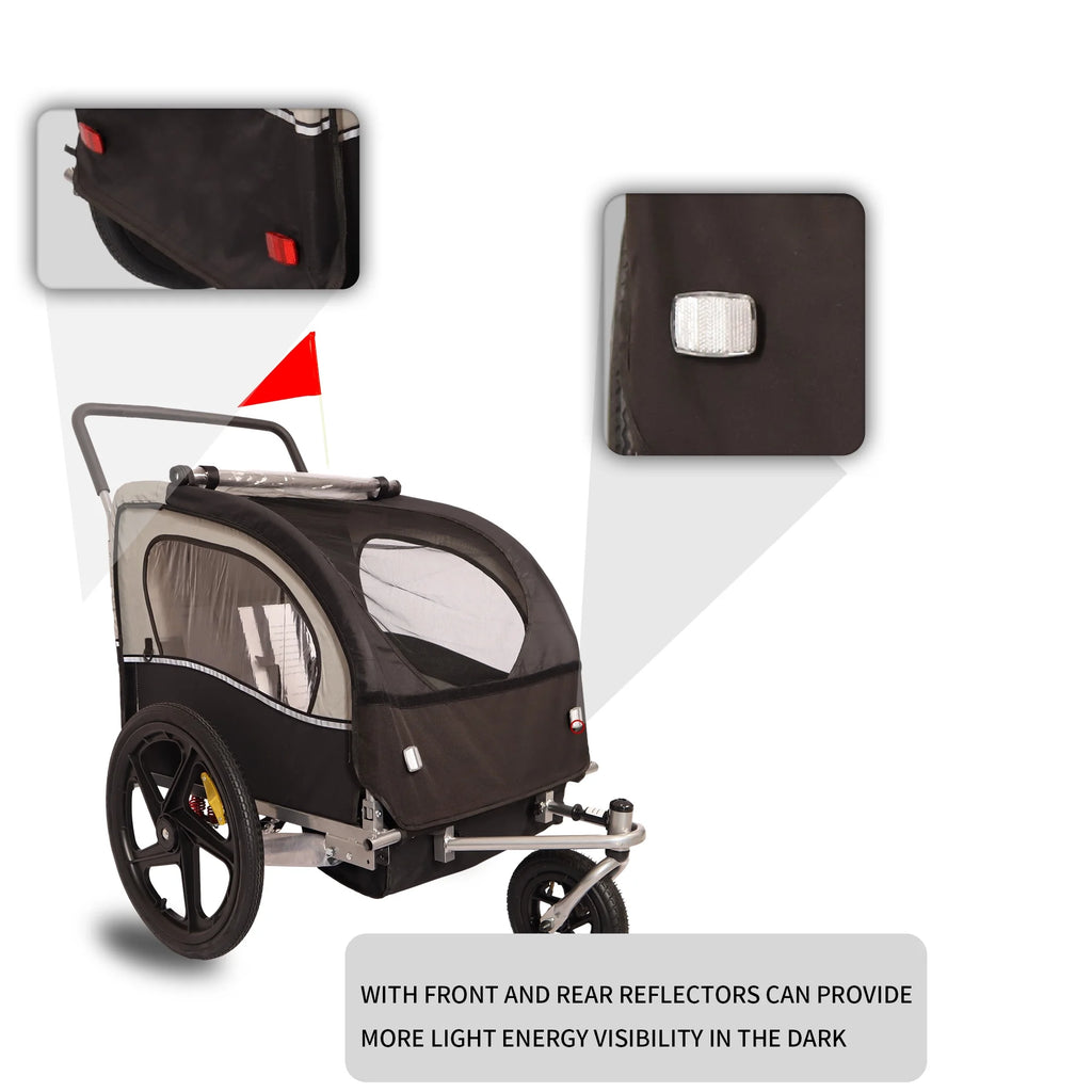 Double 2 Seat Foldable Bike Trailer Stroller M1965