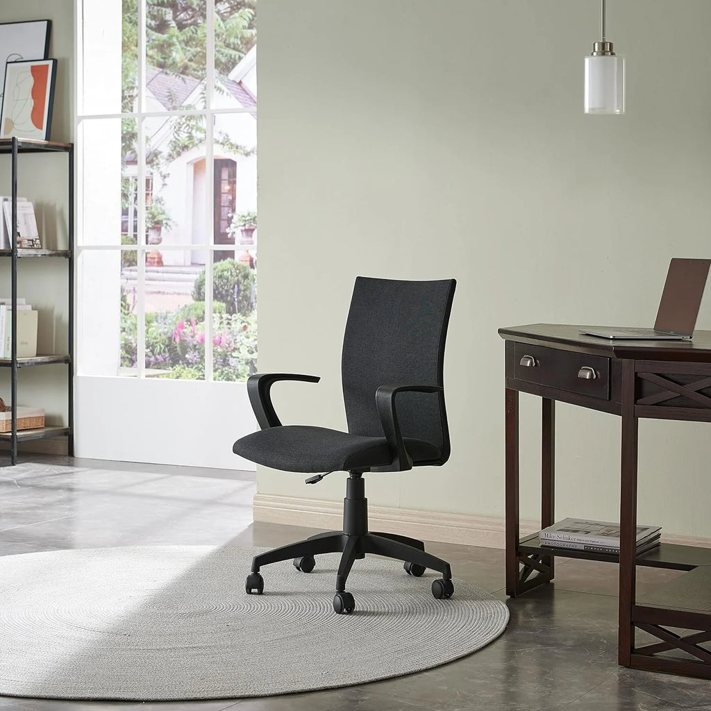 Black Linen Office Chair with Caster Base I63695