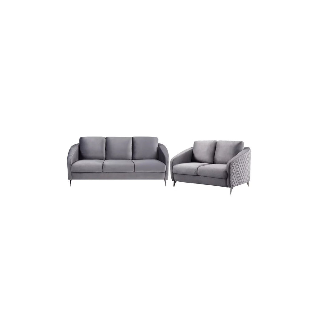 Grey Velvet Sofa Loveseat Z17694