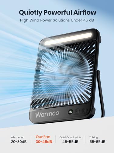 20000mAh 8-inch Portable Rechargeable Camping Desk Fan with LED Light P614