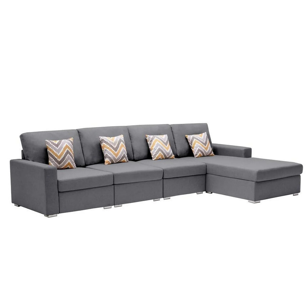 Gray 4 Seater L Sectional Sofa with Reversible Chaise H11724