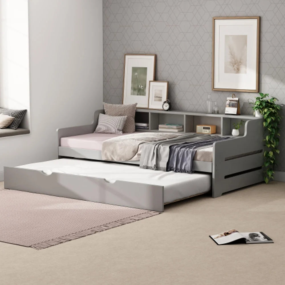 Twin Size Wooden Day Bed with Trundle R747740