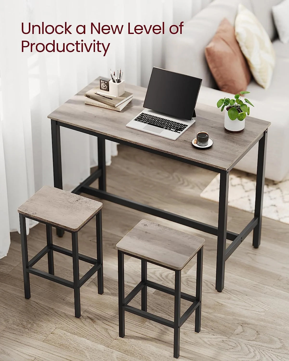 Bar Table Set with 2 Bar Stools E9569