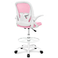 Black Ergonomic Drafting Chair with Flip-up Armrests and Footrest Ring V2160