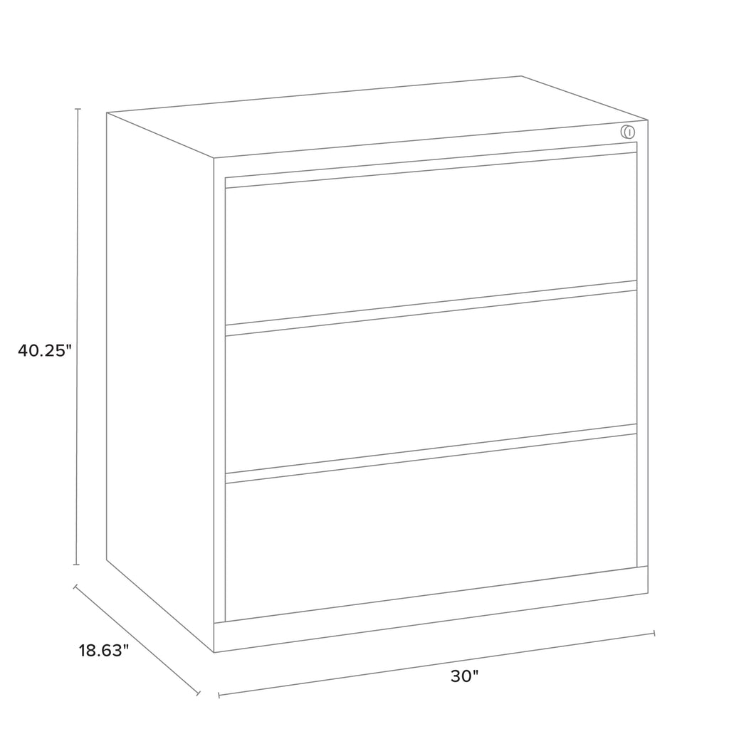 30 Inch Wide 3 Drawer Metal Lateral File Cabinet White E862