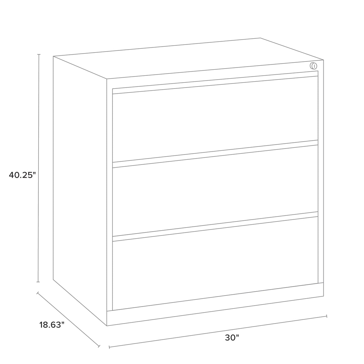30 Inch Wide 3 Drawer Metal Lateral File Cabinet White E862