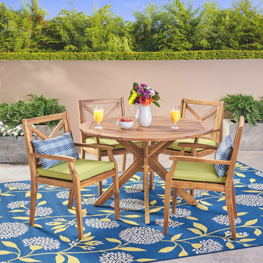 Teak Brown 5-Piece Outdoor Dining Set Y622