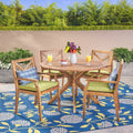 Teak Brown 5-Piece Outdoor Dining Set Y622