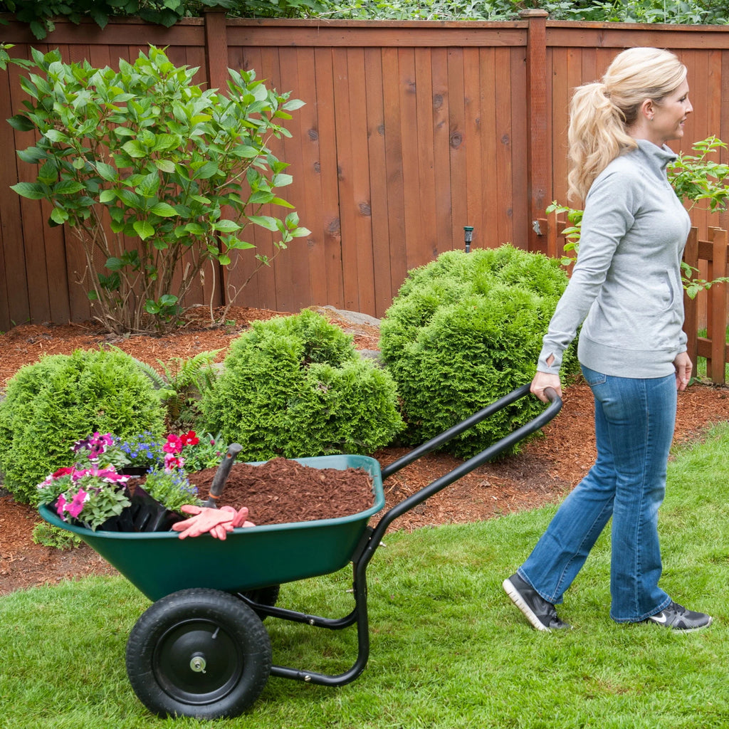 Dual Wheel Poly Tray Wheelbarrow P480455