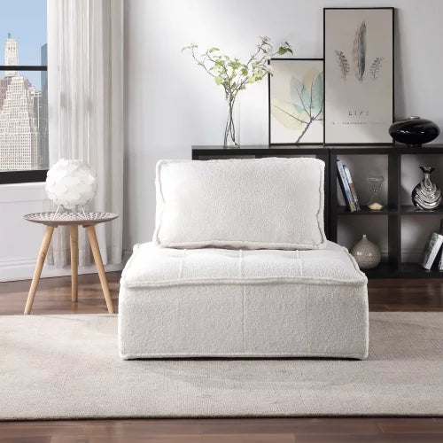 White Lambskin Sherpa Oversized Armless Accent Chair W423116