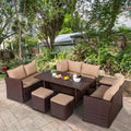 8 Pieces Patio Rattan Wicker Furniture Set with Cushions O101