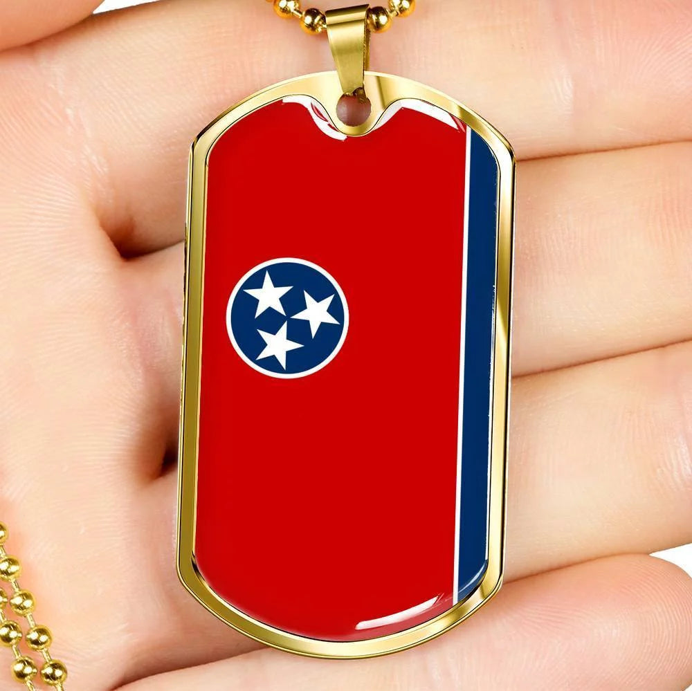 Stainless Steel or 18k Gold Dog Tag Necklace E85340