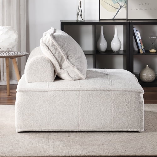 White Lambskin Sherpa Oversized Armless Accent Chair W423116