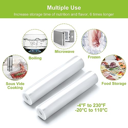Vacuum Sealer Bags, 6 Pack 11" x 20' and 8" x 20' BPA Free J370