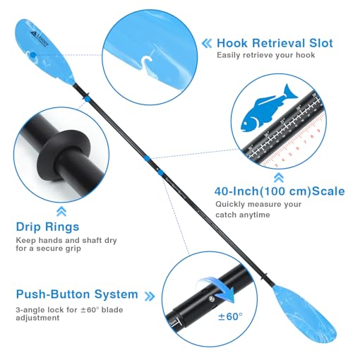Adjustable Aluminum Kayak Paddle 90-98 inch with Paddle Leash U81266