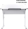 Adjustable Height Study Table with Tilting Desktop and Storage A492