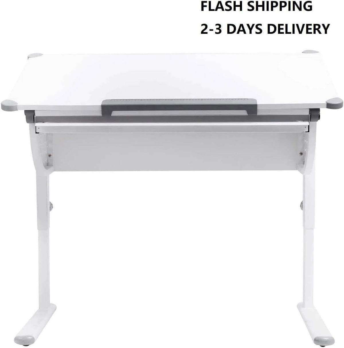 Adjustable Height Study Table with Tilting Desktop and Storage A492