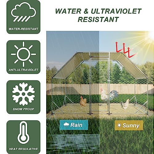 Large Metal Walk-in Chicken Coop with Waterproof Cover N453499
