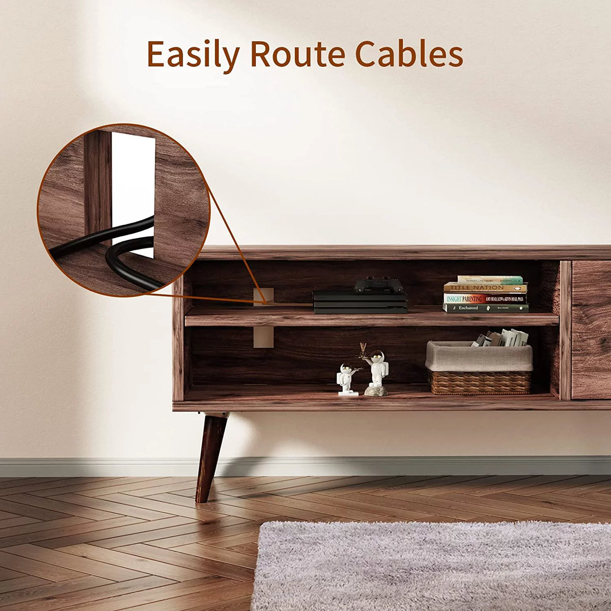 Walnut TV Stand with Storage Cabinet for TVs up to 55 inch M278866