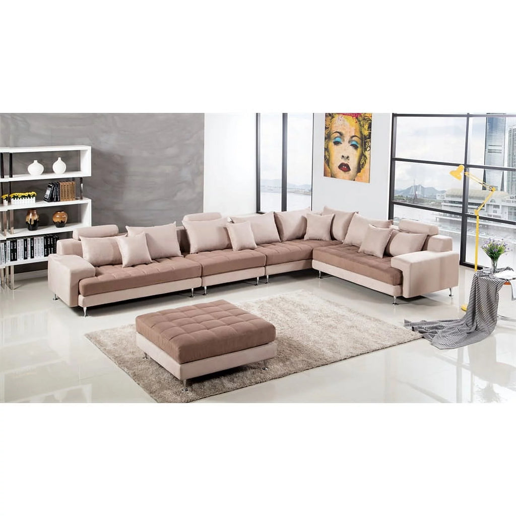 Light Brown Microfiber Sectional Chaise C991