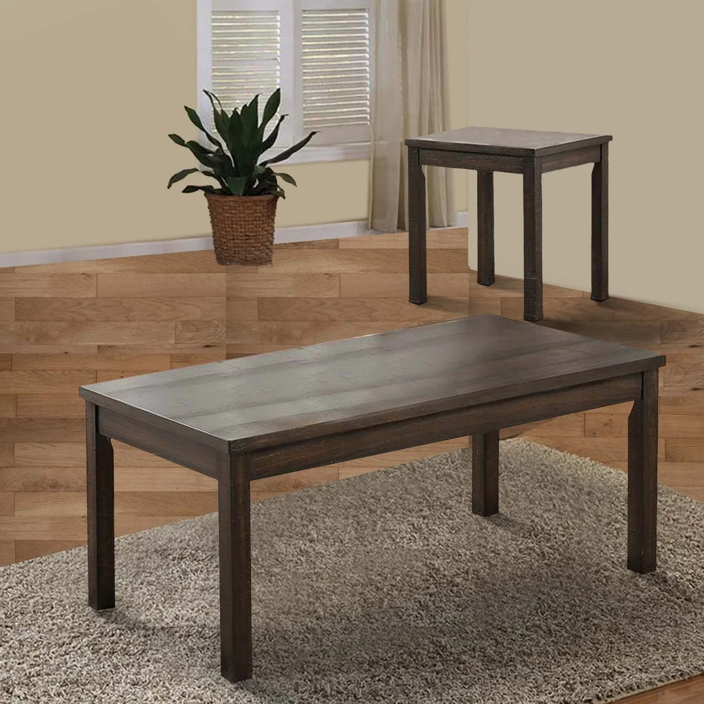 3 Piece Coffee Table and End Table Set Dark Brown M5645