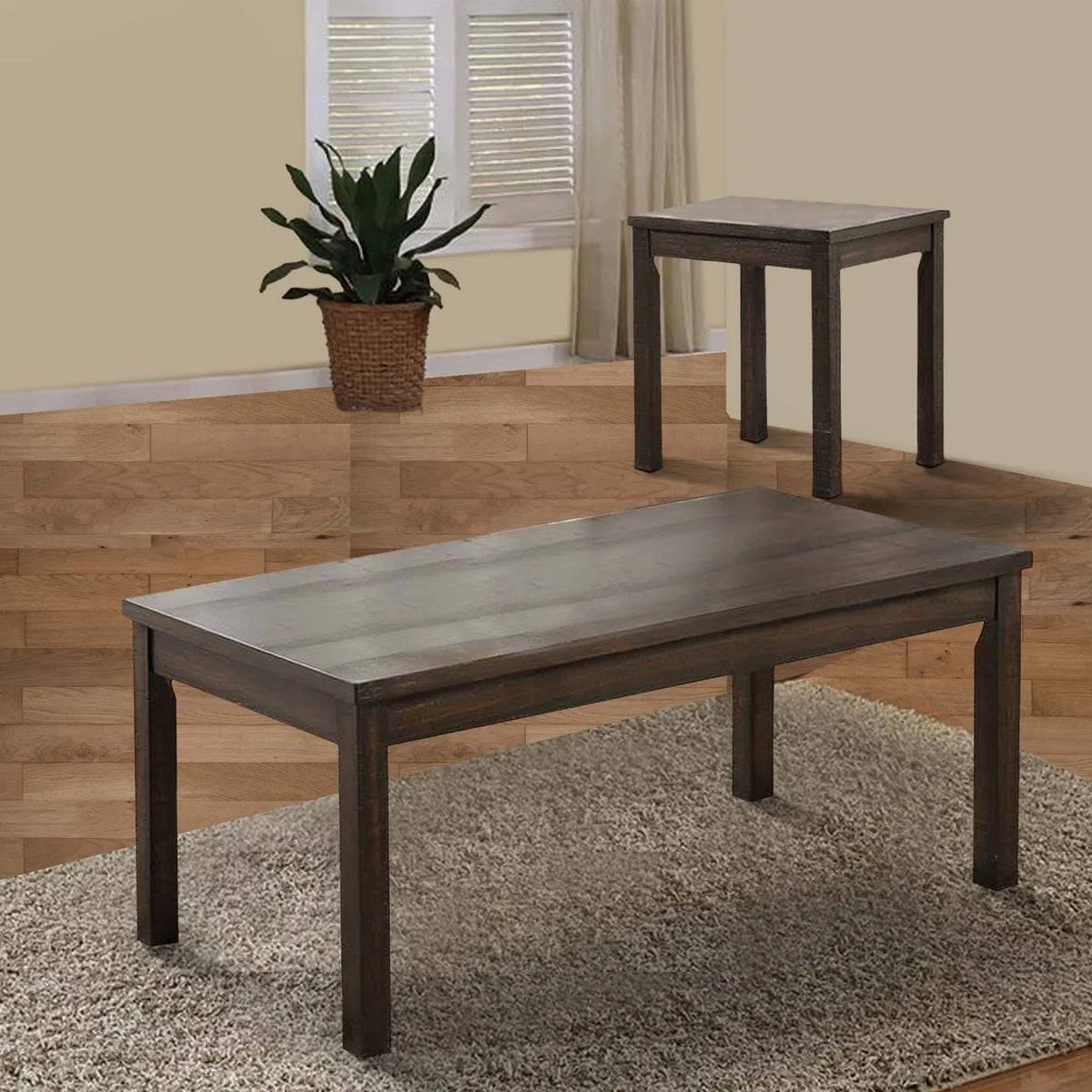 3 Piece Coffee Table and End Table Set Dark Brown M5645