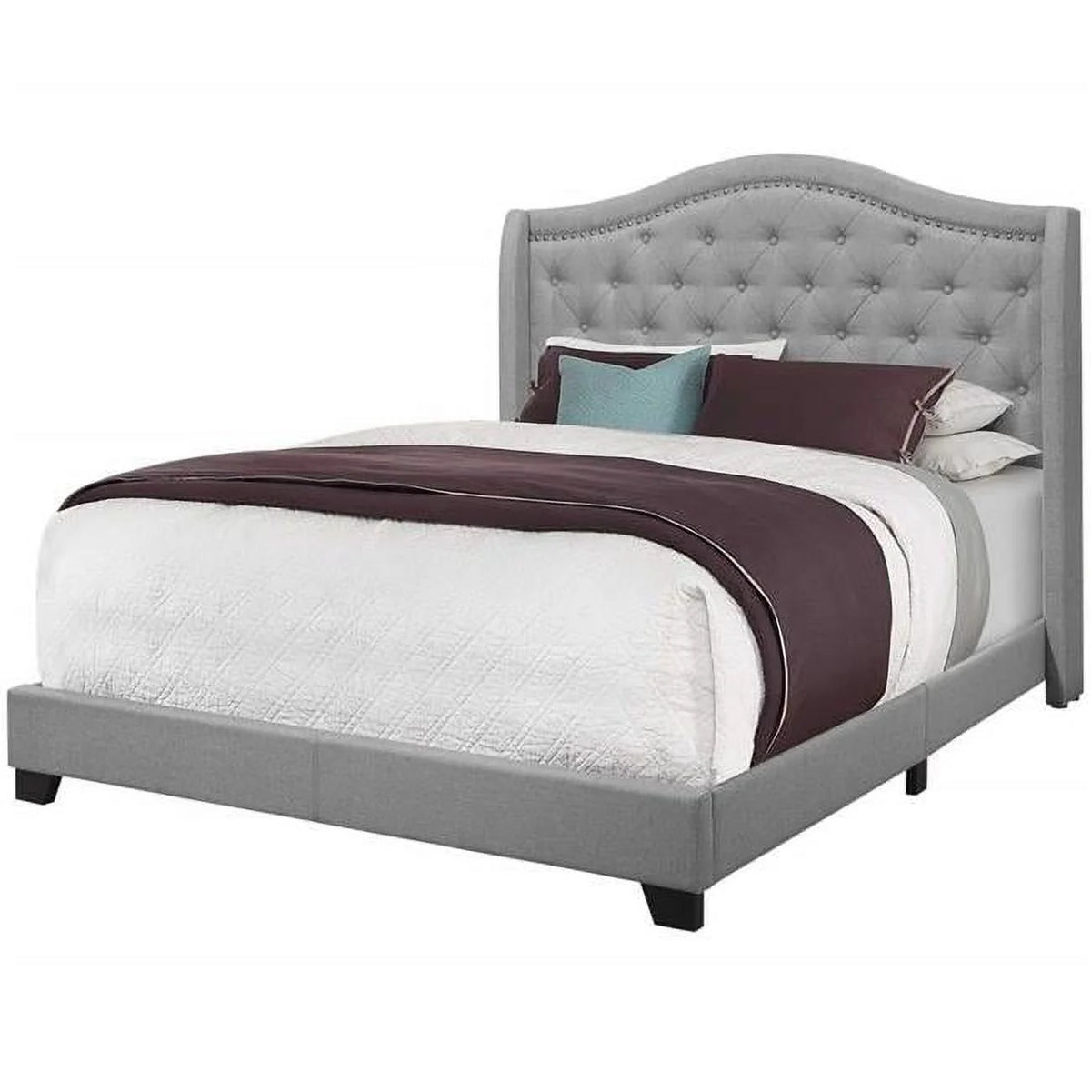 Queen Size Grey Linen Bed B64265