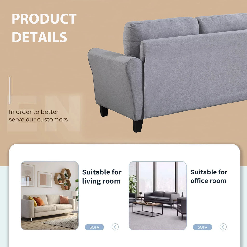 58" Gray Upholstered 2 Seater Sofa R3899