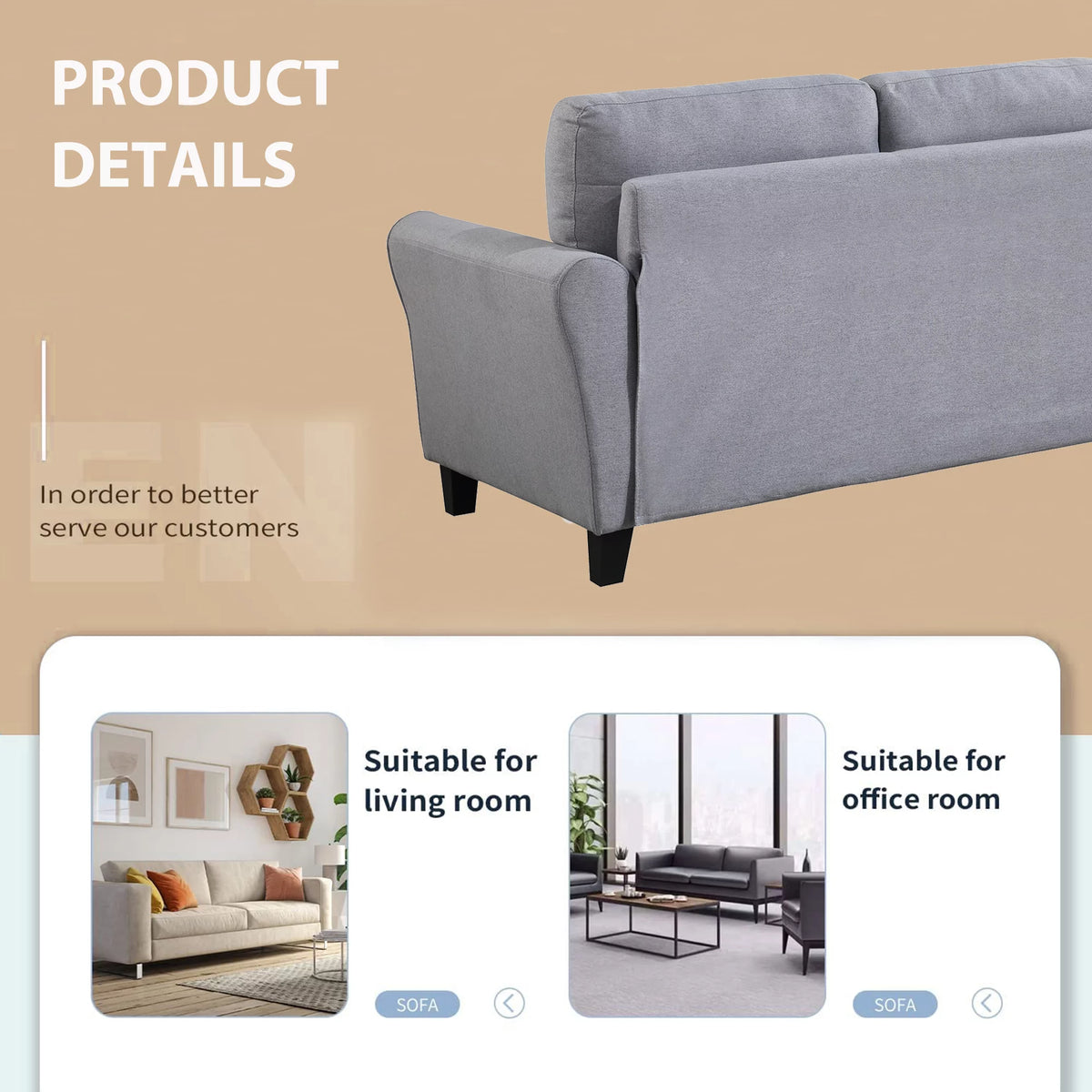 58" Gray Upholstered 2 Seater Sofa R3899