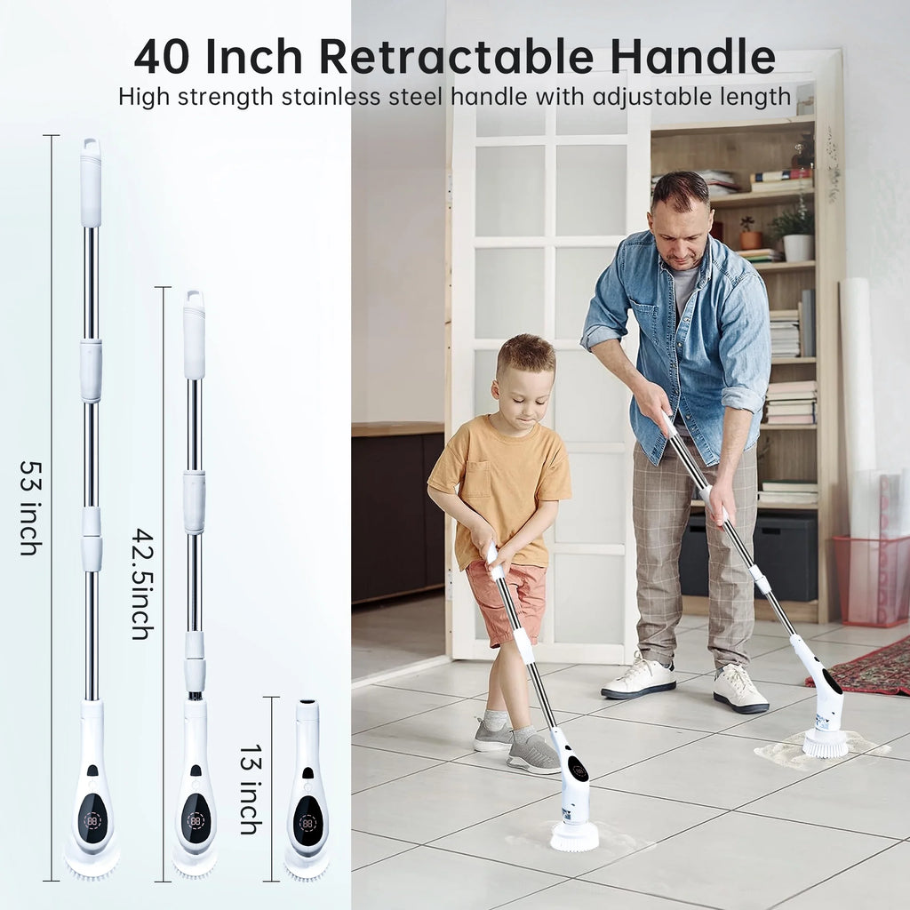 Cordless Electric Spin Scrubber with 9 Replaceable Brush Heads F2803