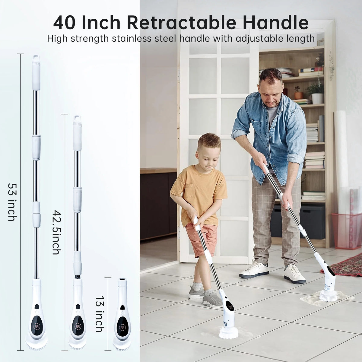 Cordless Electric Spin Scrubber with 9 Replaceable Brush Heads F2803